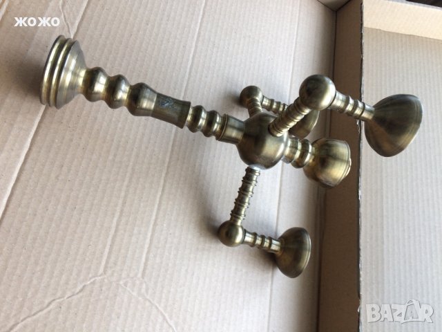  Свещник масивен - тежък от месинг, снимка 3 - Антикварни и старинни предмети - 34248128