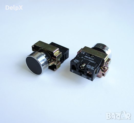 Бутон BA21 незадържащ НО черен 250V 3A Ф22mm