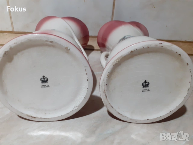 Чифт вази стар английски порцелан отлични с маркировки, снимка 5 - Антикварни и старинни предмети - 53390909