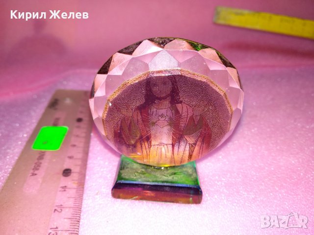КРАСИВА КРИСТАЛНА КАТОЛИЧЕСКА НАСТОЛНА ИКОНКА ПРЕСПАПИЕ 42878, снимка 3 - Декорация за дома - 44307108