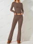 Дамски ежедневен едноцветен моден комплект с дълъг ръкав, 4цвята , снимка 2
