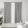 vidaXL Затъмняващи завеси с куки имитация лен 2 бр сиви 140x175 см, снимка 2