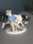 2бр GDR Lippelsdorf статуетка 22см/ГДР стара немска порцеланова фигура на селянин с крава, снимка 2