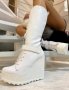 Ботуши на платформа - бяла кожа - 1905, снимка 2
