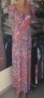 Дълга червена рокля в пейсли принт с четвъртито деколте, снимка 1 - Рокли - 41730465