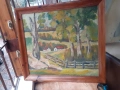 Стара майсторска българска картина масло платно канава рамка, снимка 3