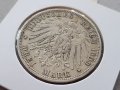 3 марки 1909 А Прусия Германия Рядка Сребърна монета, снимка 2