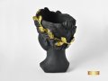 Арт ваза във формата на глава на гръцка богиня / Подарък за рожден ден / Абстрактна ваза черен мат, снимка 6