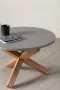 Кръгла маса 70 см, крака от естествен дъб и боядисан плот в сив цвят, снимка 1