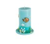  Синя свещ, с релефен дизайн на морското дъно, 7x14cm, снимка 1 - Декорация за дома - 44494137
