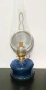 Антична керосинова лампа с кобалтово стъкло, 40-те г, снимка 1