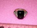 РАЗКОШЕН АНГЛИЙСКИ СКЪПОЦЕНЕН СРЕБЪРЕН ПРЪСТЕН СРЕБРО 925 с ЧЕРЕН ЯСПИС и ФАСЕТИРАНИ МАРКАЗИТИ 42041, снимка 6