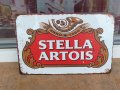 Метална табела Stella Artois бира Стела Артоа реклама бутилка чаша, снимка 1 - Декорация за дома - 37375881