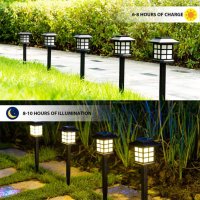 Комплект от 6 броя соларни LED лампи за двор и градина / Височина на соларната LED лампа: 27 см.; Ра, снимка 3 - Други стоки за дома - 41694834