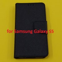 калъф за Samsung Galaxy S5 страничен със силикон и закопчаване черен, снимка 1 - Калъфи, кейсове - 35992558