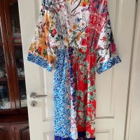 Дълга нова памук памучна елегантна ежедневна рокля тип кимоно широк ръкав флорален принт цветя , снимка 5 - Рокли - 41659723