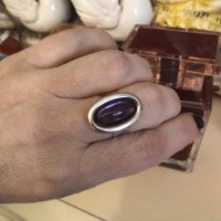 Авторски сребърен пръстен с естествен аметист , снимка 2 - Пръстени - 41808418