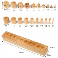 Дървени цилиндри теглилки с дръжки професионални Монтесори материали, снимка 5 - Образователни игри - 38857558