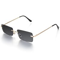 Дамски правоъгълни слънчеви очила в черен цвят , снимка 1 - Слънчеви и диоптрични очила - 41324821