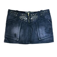 Blue Velvet Jeans Къса памучна дънкова пола с камъни, снимка 1 - Поли - 41602565