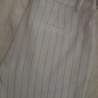 СТРАХОТЕН спортно-елегантен панталон с висока талия  - бял на черно райе, снимка 6 - Панталони - 41686906