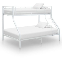 vidaXL Рамка за двуетажно легло, бяла, метал, 140x200 см/90x200 см（SKU:287903, снимка 1 - Спални и легла - 44617994