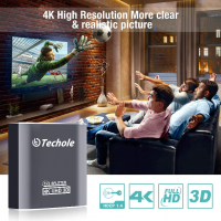 Techole 4K HDMI сплитер - 2-посочен, алуминиев, 1.4 HDCP Bypass, 4K@30Hz 1080P 3D за PS4 Xbox Sky Bo, снимка 3 - Кабели и адаптери - 36234901