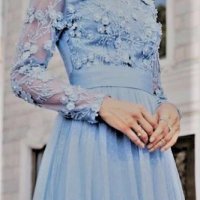 Елегантна рокля с бродерия, Синя елеганта рокля, официална рокля, снимка 1 - Рокли - 41058829