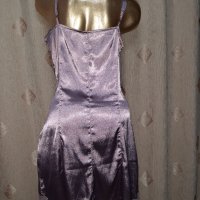 L Сатенена рокля в лилаво с пайети и воал, снимка 4 - Рокли - 41769426