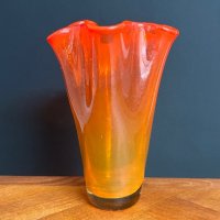 Винтидж стъклена цветна ваза, снимка 2 - Вази - 44367117
