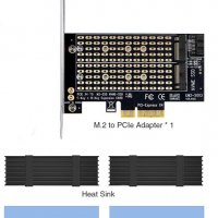 Двоен M.2 PCIe адаптер с радиатор, M2 NGFF SSD и NVME SSD към PCI-e 3.0 x4, M.2 M Key SSD 2280 2260 , снимка 2 - Други - 35686292
