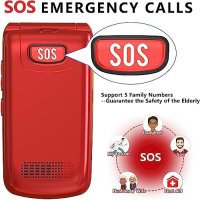 Нов Мобилен телефон с големи бутони за възрастни Отключен SOS бутон, снимка 3 - Телефони с две сим карти - 41667275