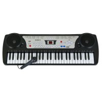 Детски синтезатор, Микрофон, LED екран, Стойка, 54 клавиша, 70 см, 3+ години, Черен, снимка 1 - Музикални играчки - 40827810