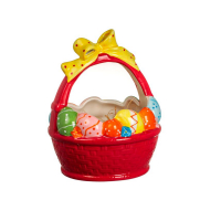 Великденска керамична кошница Mercado Trade, С панделка, Червен, снимка 1 - Кутии за храна - 44826041