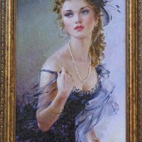 Портрет на млада жена, импресионизъм, картина, снимка 1 - Картини - 23712007
