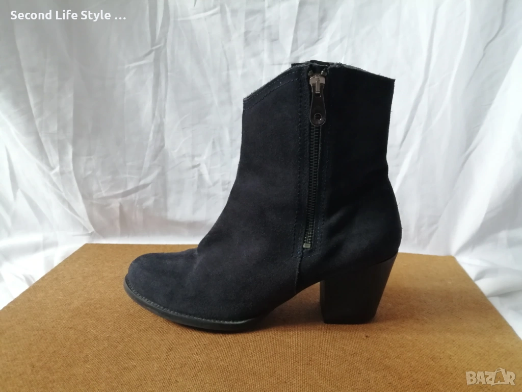 № 41 дамски боти естествен велур в син цвят, снимка 1