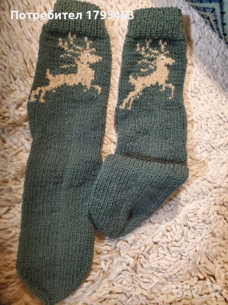 Ръчно плетени мъжки коледни чорапи размер 43, снимка 1