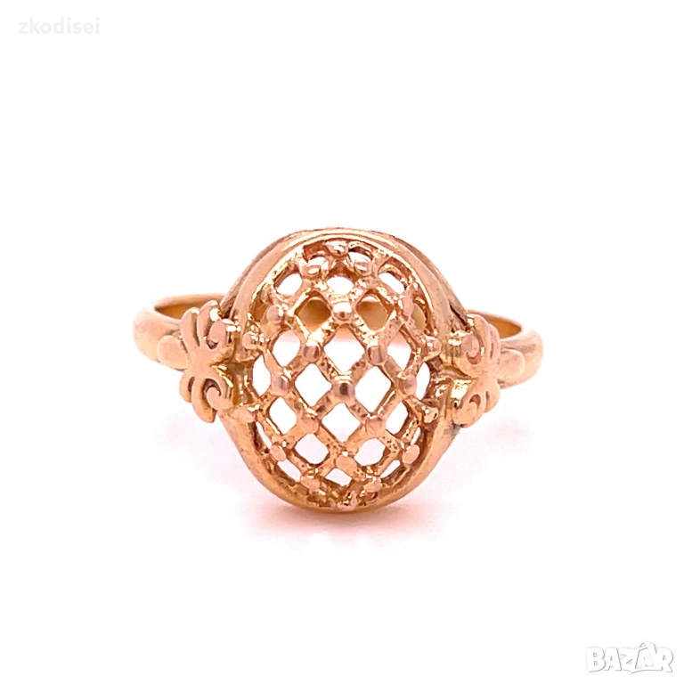 Златен дамски пръстен 2,88гр. размер:55 14кр. проба:585 модел:37038-1, снимка 1