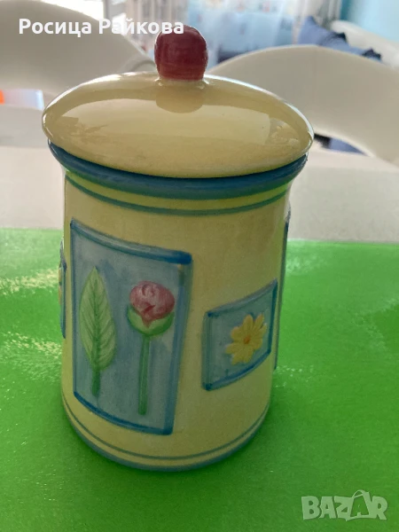 Винтидж ръчно рисуван буркан, снимка 1