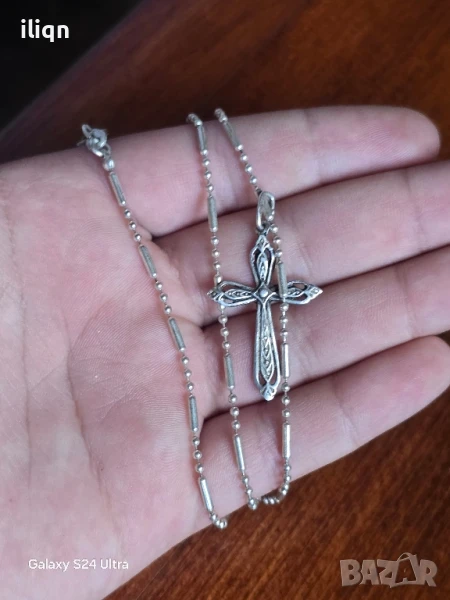 Сребърен синджир с висулка. 925 Проба. 47см. Цена 28,99лв. За Севлиево безплатна доставка., снимка 1