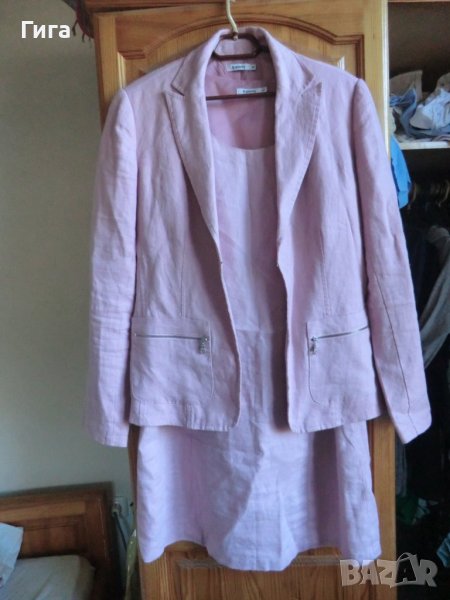 ленен розов комплект рокля и сако, снимка 1