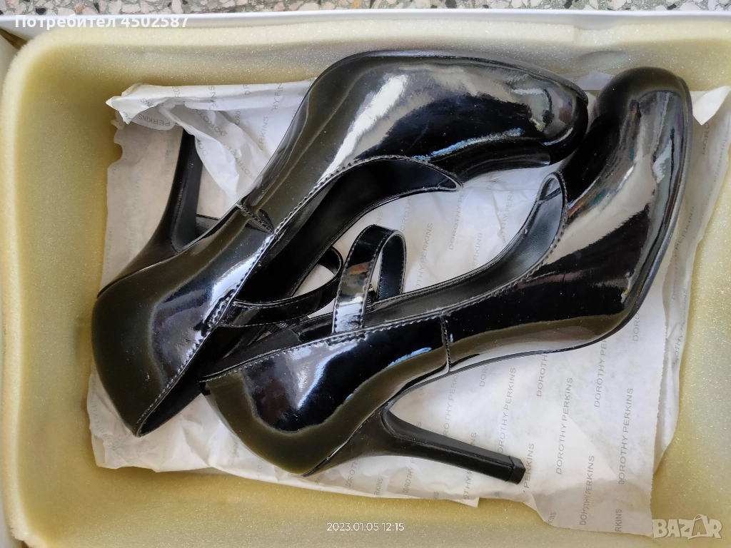 Черни лачени обувки тип Мери Джейн, снимка 1