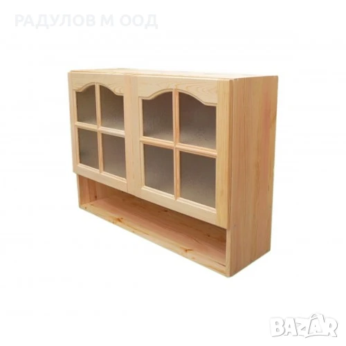 Кухненски шкаф чам Б82, горен ред с витрина и ниша, 80 см / 3051, снимка 1