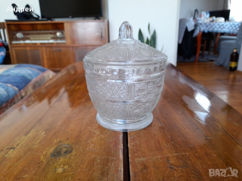Стара стъклена захарница #5, снимка 1