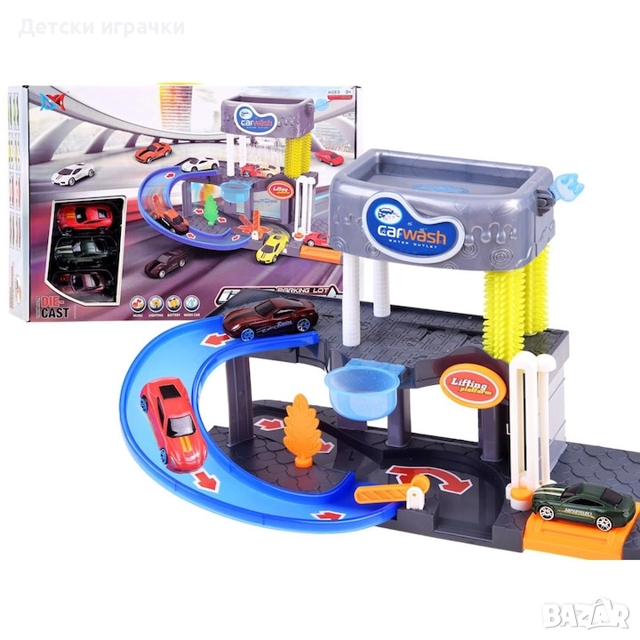 Автомивка на два етажа с течаща вода и коли, звуци , снимка 1