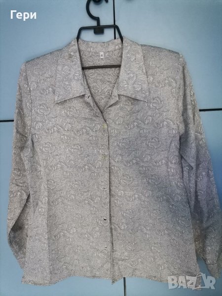 Официална сребриста дамска риза, снимка 1