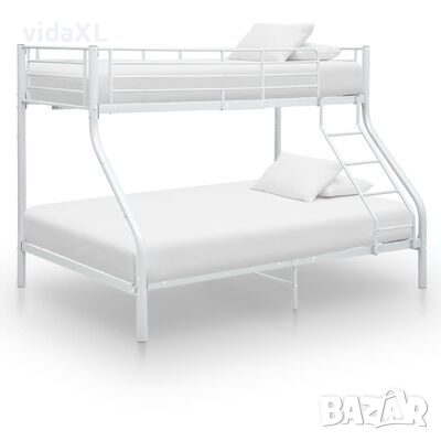 vidaXL Рамка за двуетажно легло, бяла, метал, 140x200 см/90x200 см（SKU:287903, снимка 1