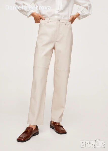 Прави панталони с кожен ефект., снимка 1