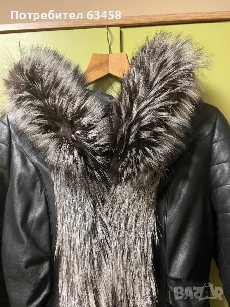 Естествена кожа с яка от естествен  косъм, снимка 1