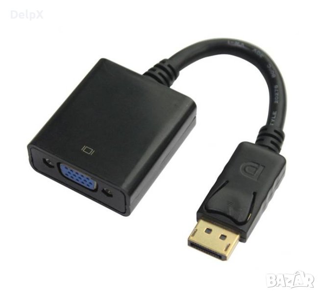 Кабел с конвертор, преобразувател, вход DP(м), изход VGA 15pin(ж), 1080p, 0,3m, снимка 1